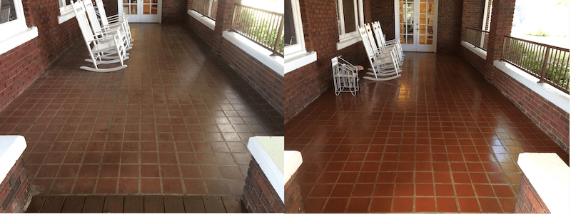 Historic Building Porch Tile Floor Clean / Coat
